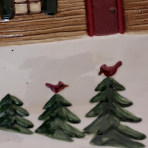 Christmas St. Nicholas Square Heartland Serving Platter.  9 3/8" Heavy Cabincore - Picture 4 of 8